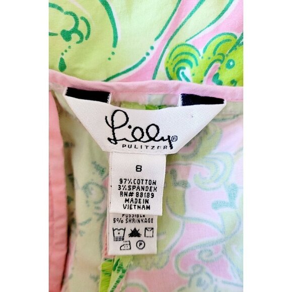 Lilly Pulitzer Animal Print Shorts Pink Green Pockets Women's  Size 8 - Picture 6 of 8